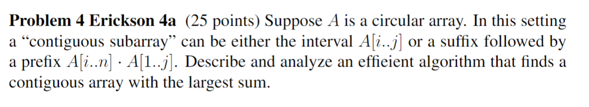 Suppose A is a circular array. In this setting a