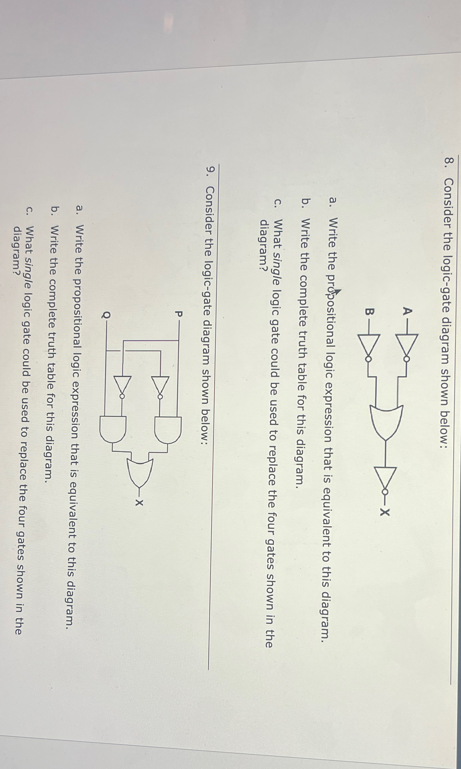 Consider the logic - gate diagram shown below: a