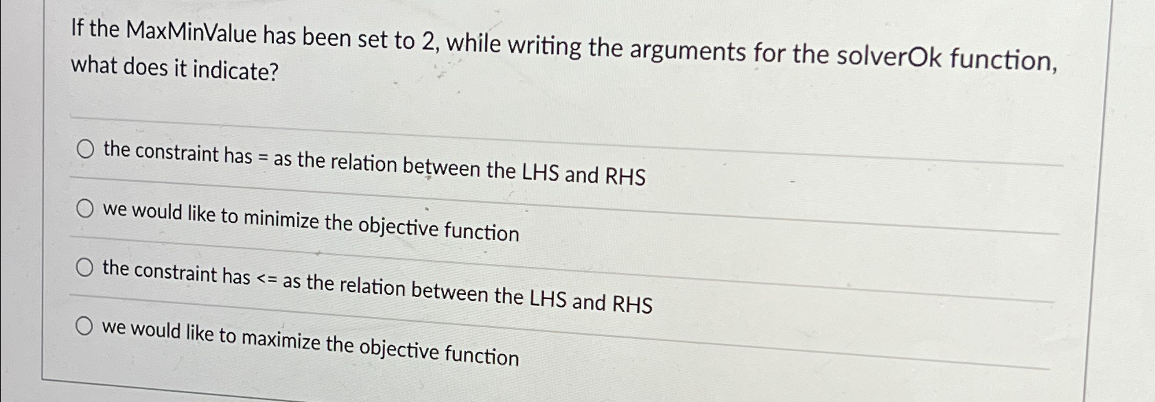 If the MaxMinValue has been set to 2 , while