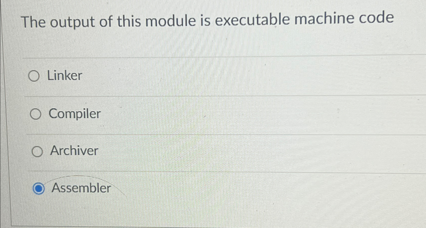 The output of this module is executable machine