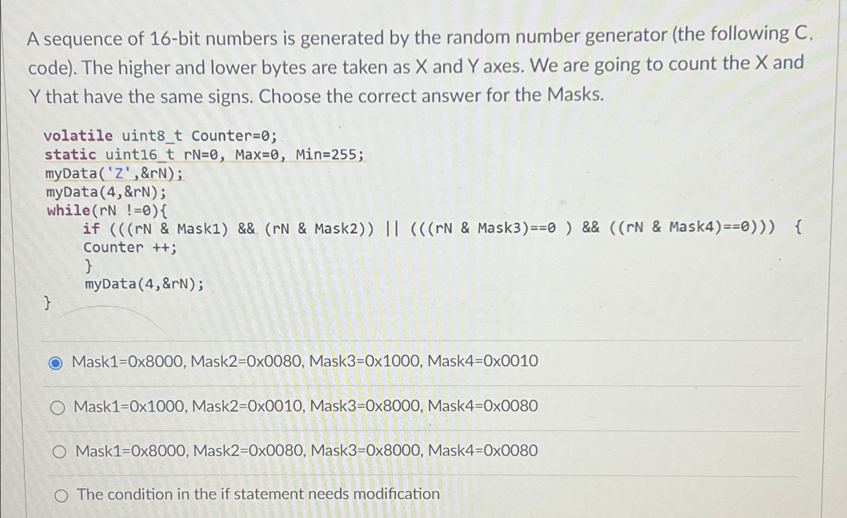 A sequence of 1 6 - bit numbers is generated by