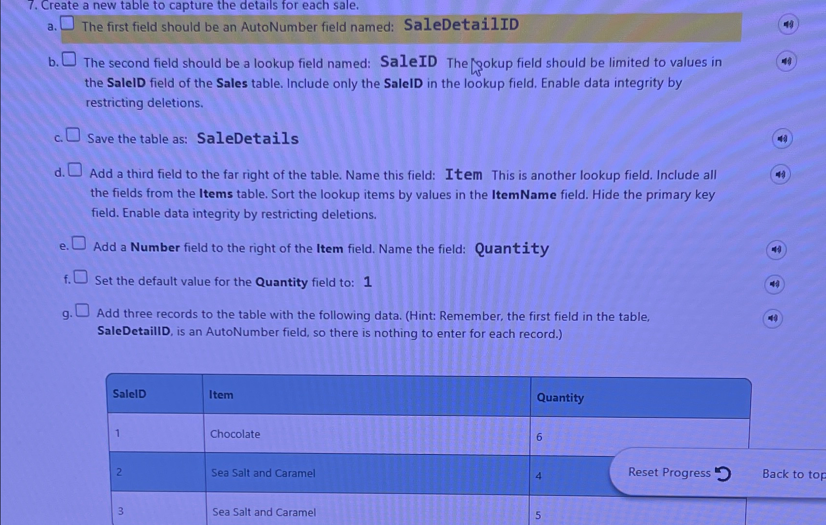 Create a new table to capture the details for