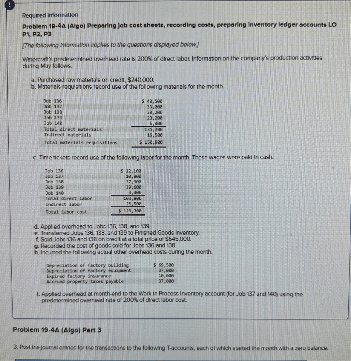 ! Required information Problem 1 9 - 4 A ( Algo )