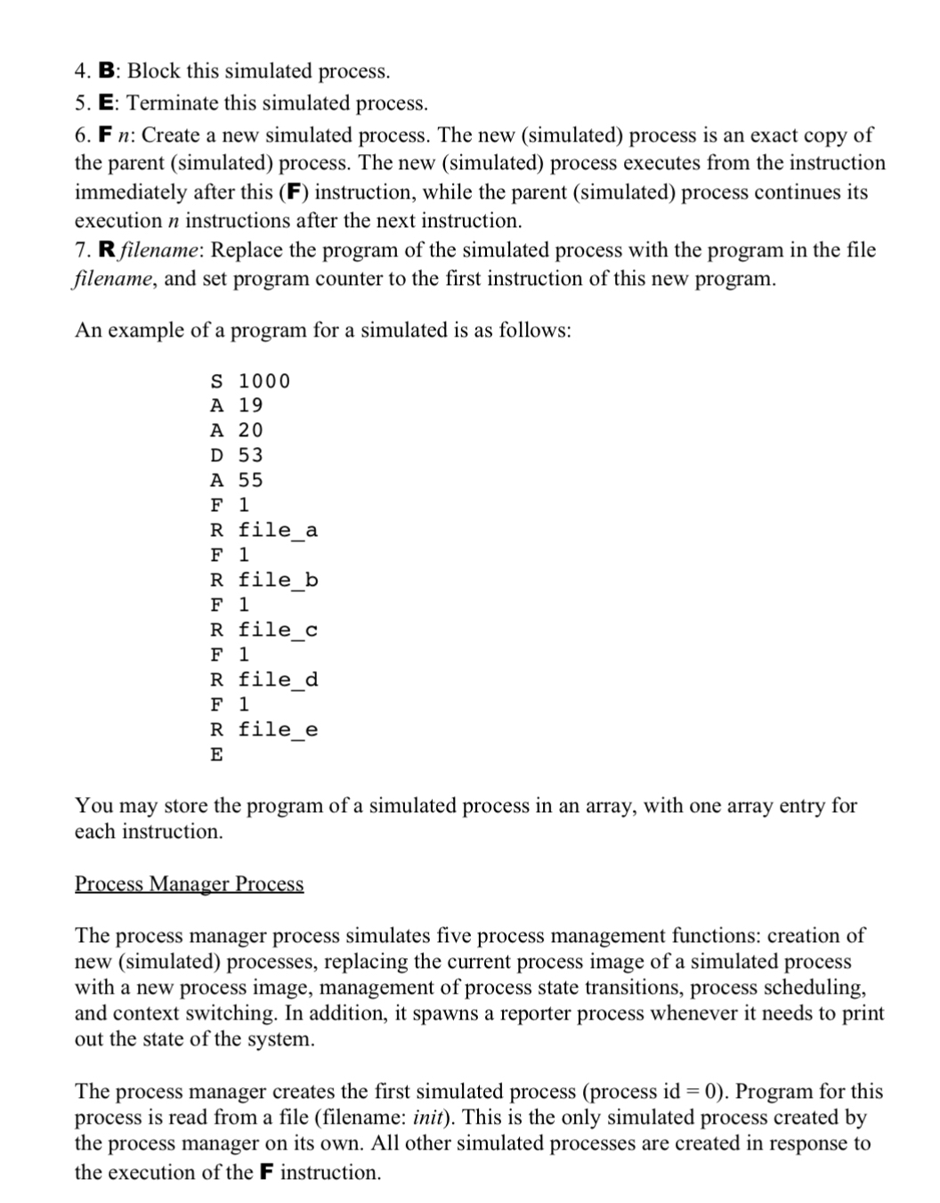 Simulation Exercise 1 : Process Management