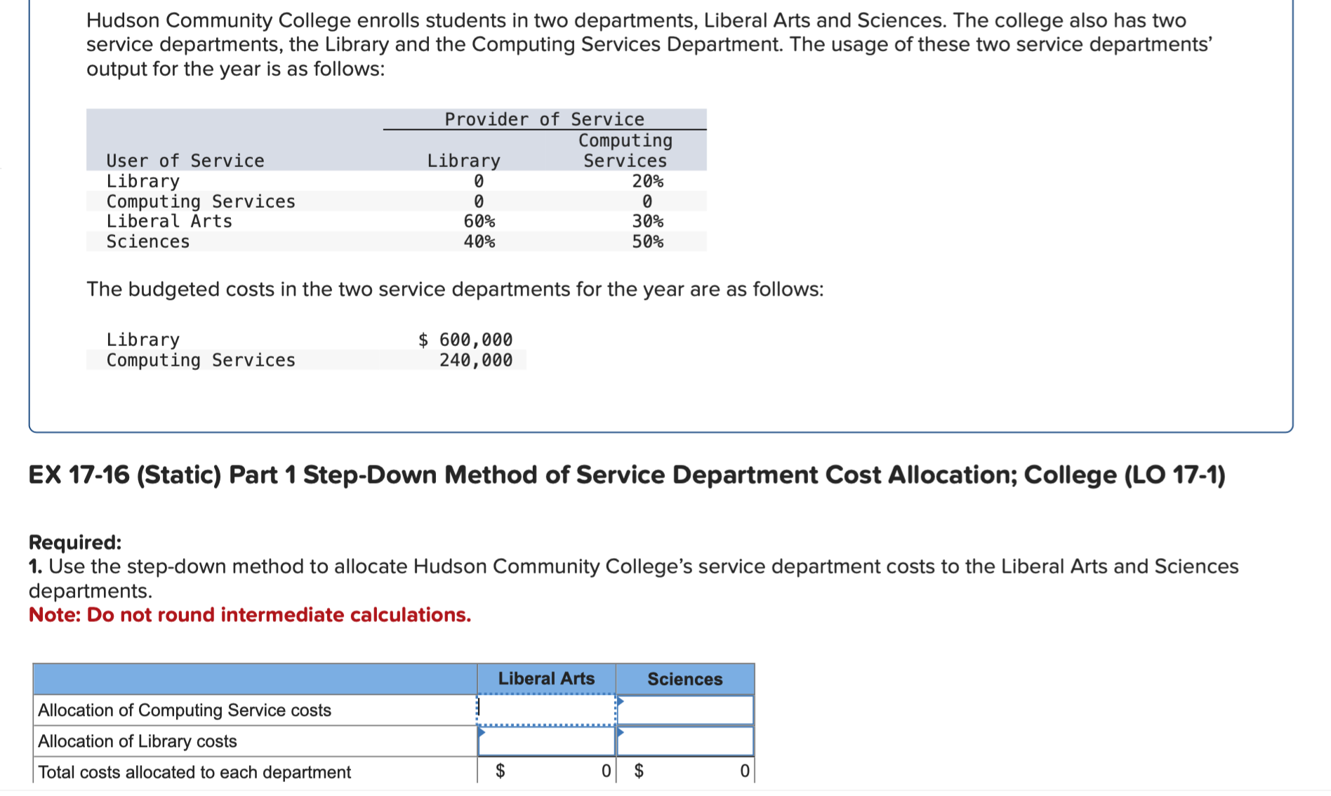 EX 1 7 - 1 6 ( Static ) Part 1 Step - Down Method