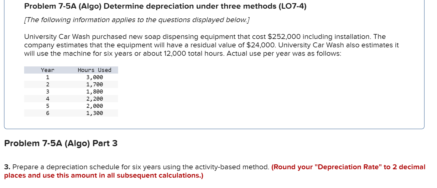 Problem 7 - 5 A ( Algo ) Part 3 3 . Prepare a