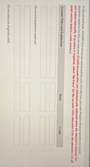 In the second year, 1 5 0 , 0 0 0 tons of ore are