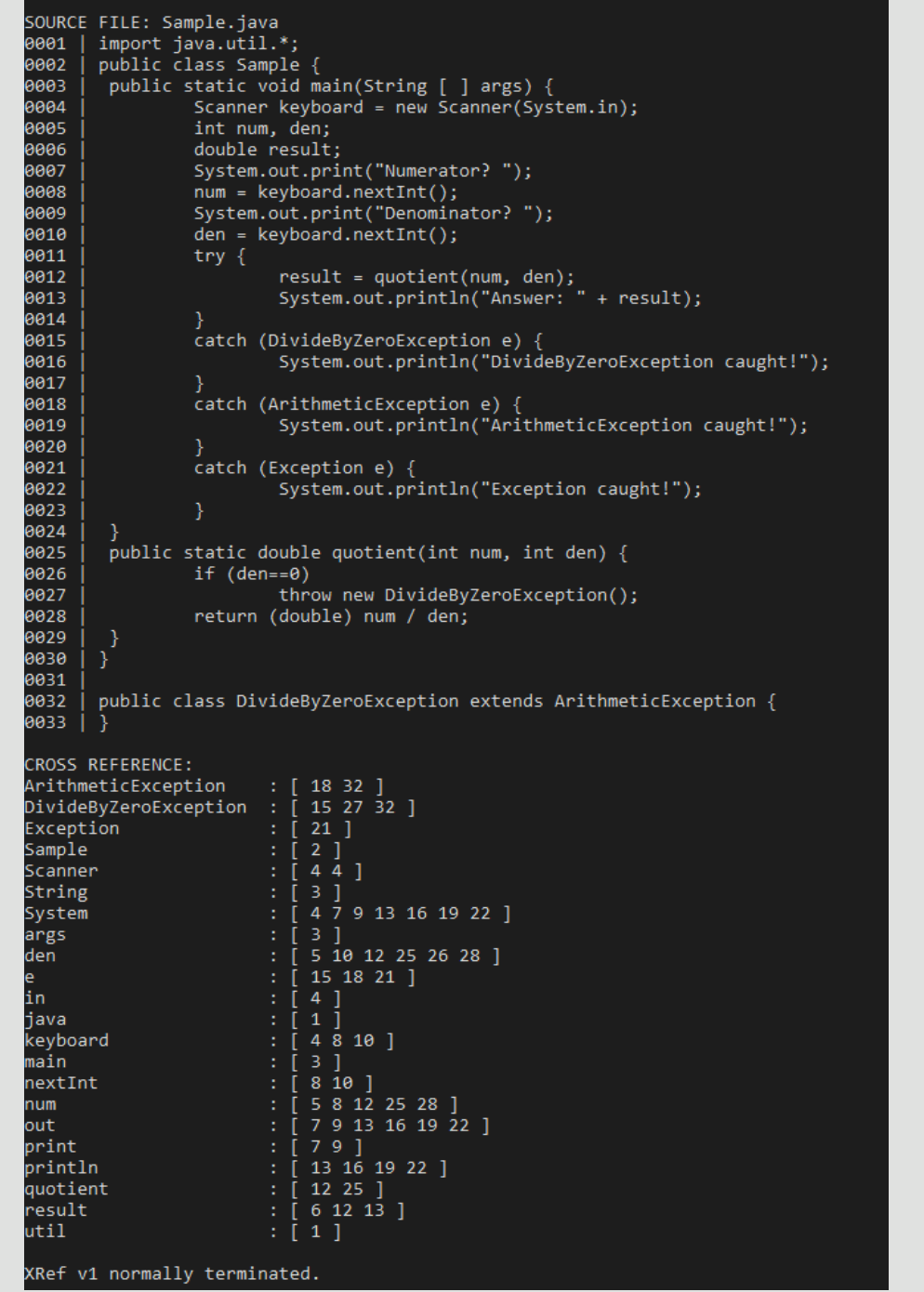 You are required to develop a Java program ( XRef