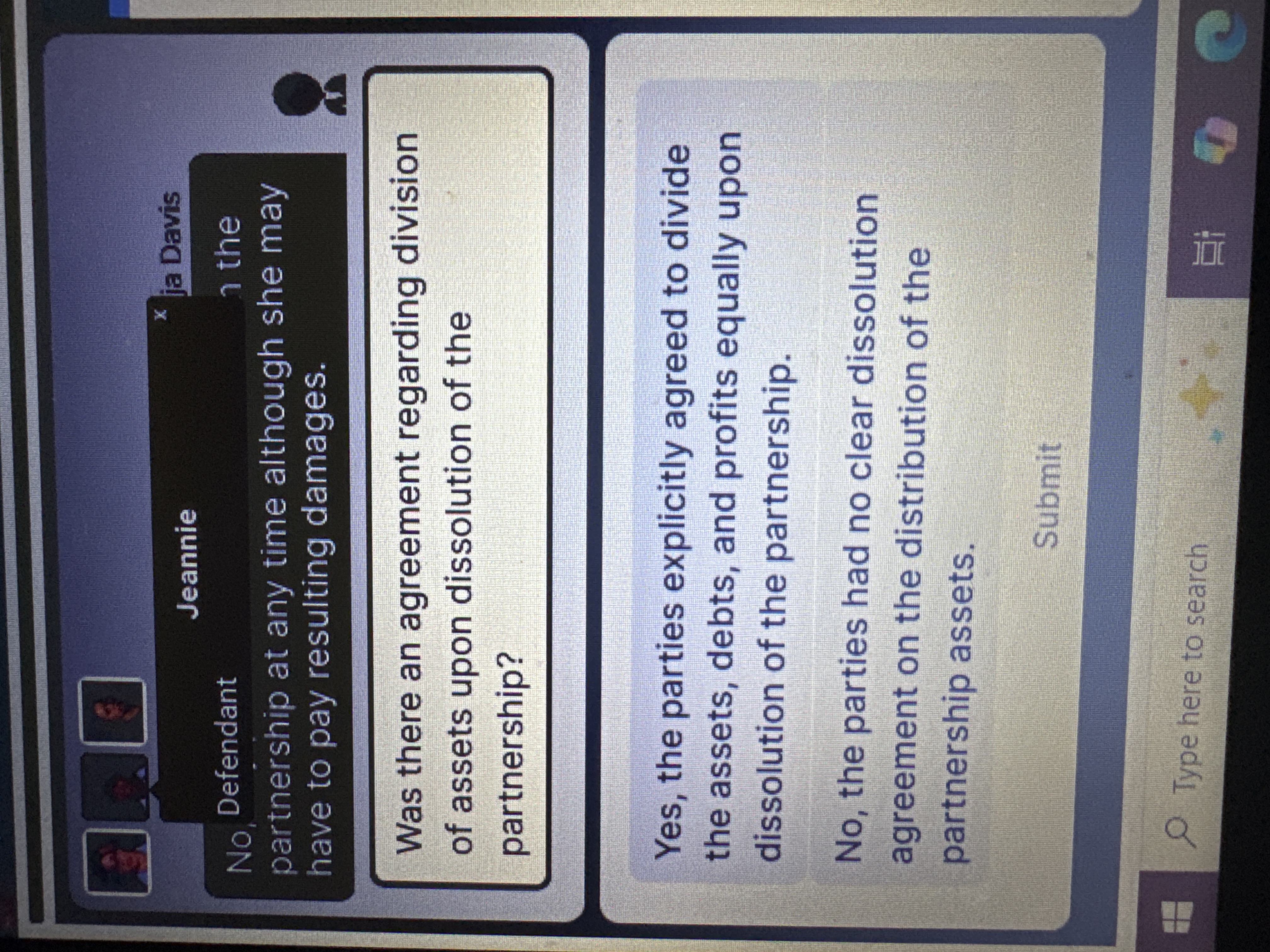 \ ( \ square \ ) Jeannie ja Davis Defendant ) the