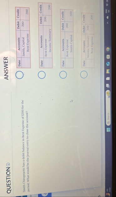 QUESTION ANSWER Smith Chiropractic has a debit