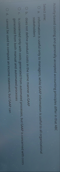 Activity - based costing and generally accepted