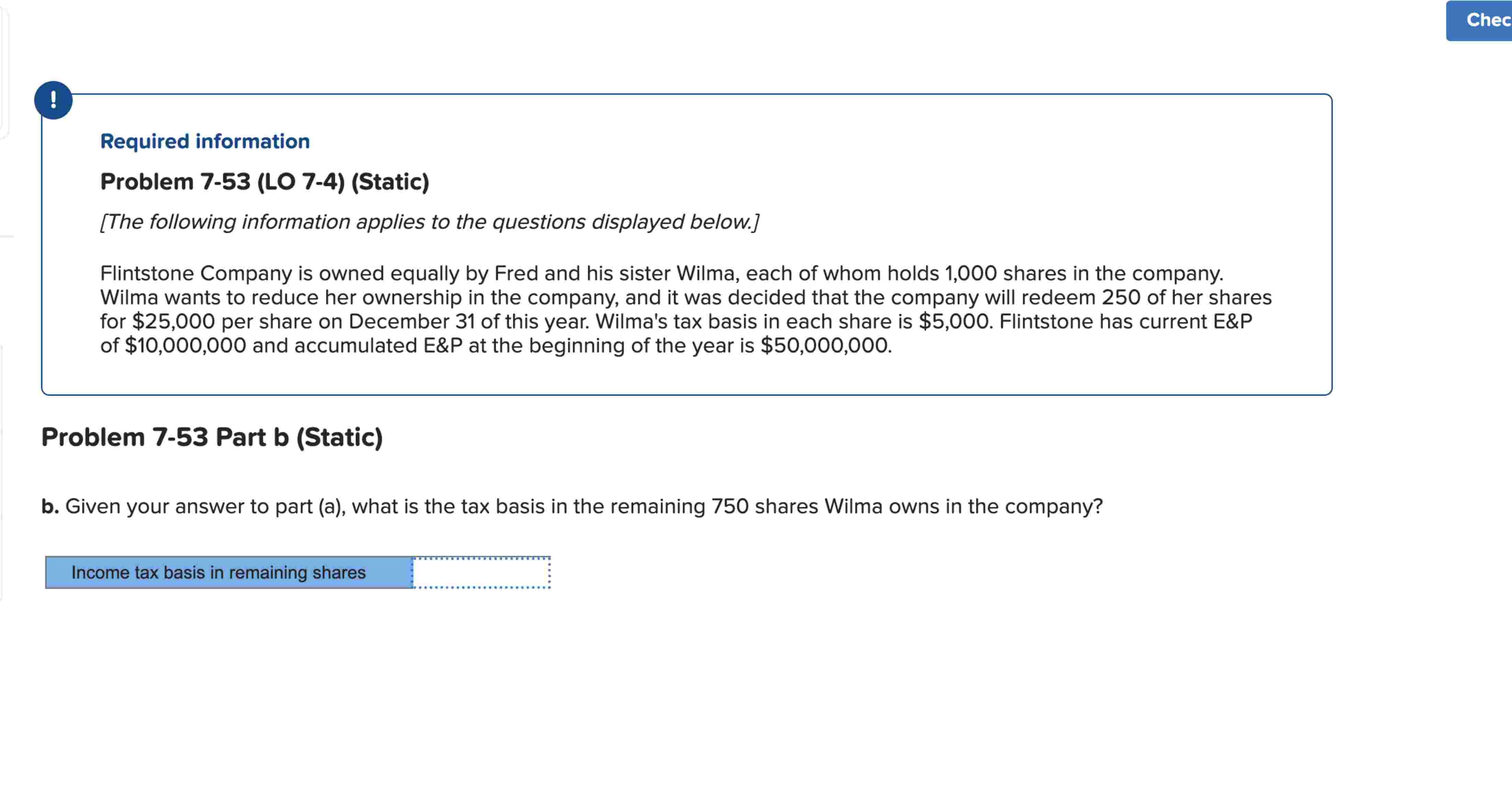 Required information Problem 7 - 5 3 ( LO 7 - 4 )