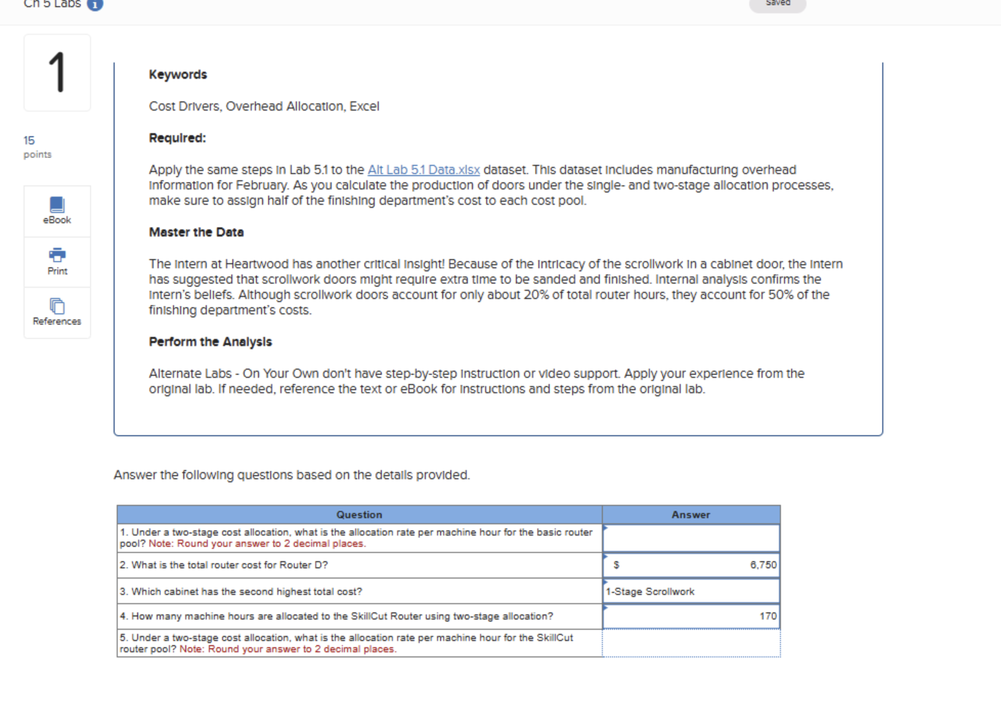 Keywords Cost Drivers, Overhead Allocation, Excel