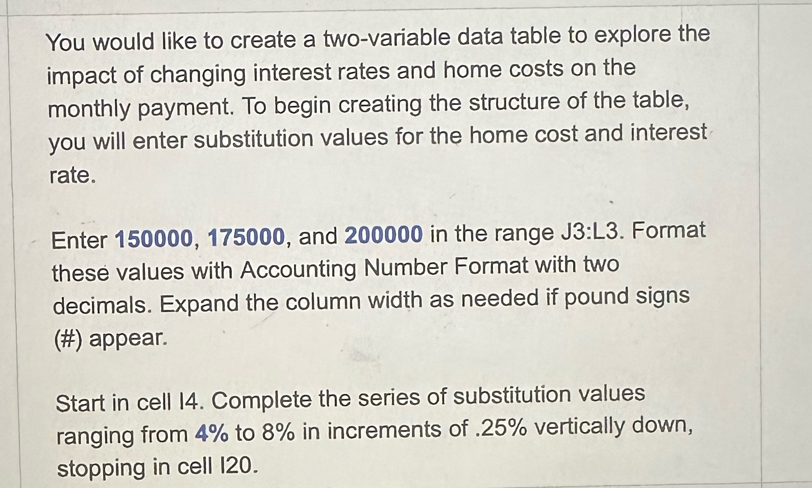 You would like to create a two - variable data