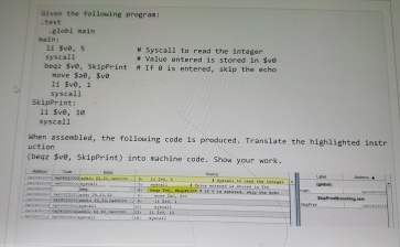 Given the following program: . text . globl main