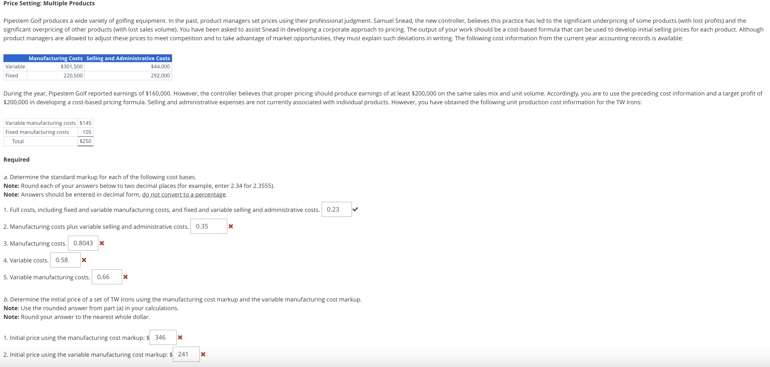 Price Setting: Multiple Products Required a .