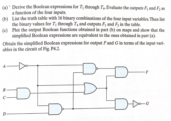 ( a ) ? * * Derive the Boolean expressions for T