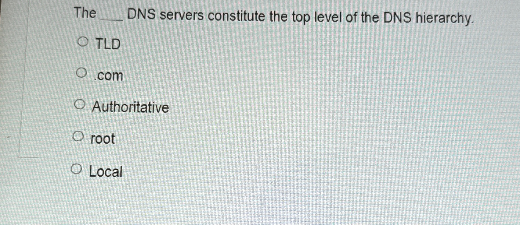 The DNS servers constitute the top level of the