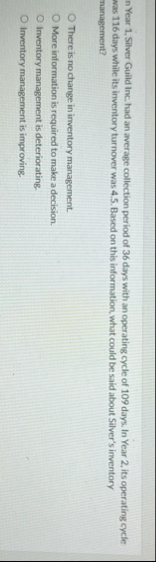 n Year 1 , Silver Guild Inc. had an average