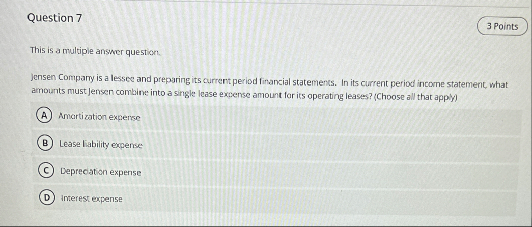 Question 7 This is a multiple answer question.