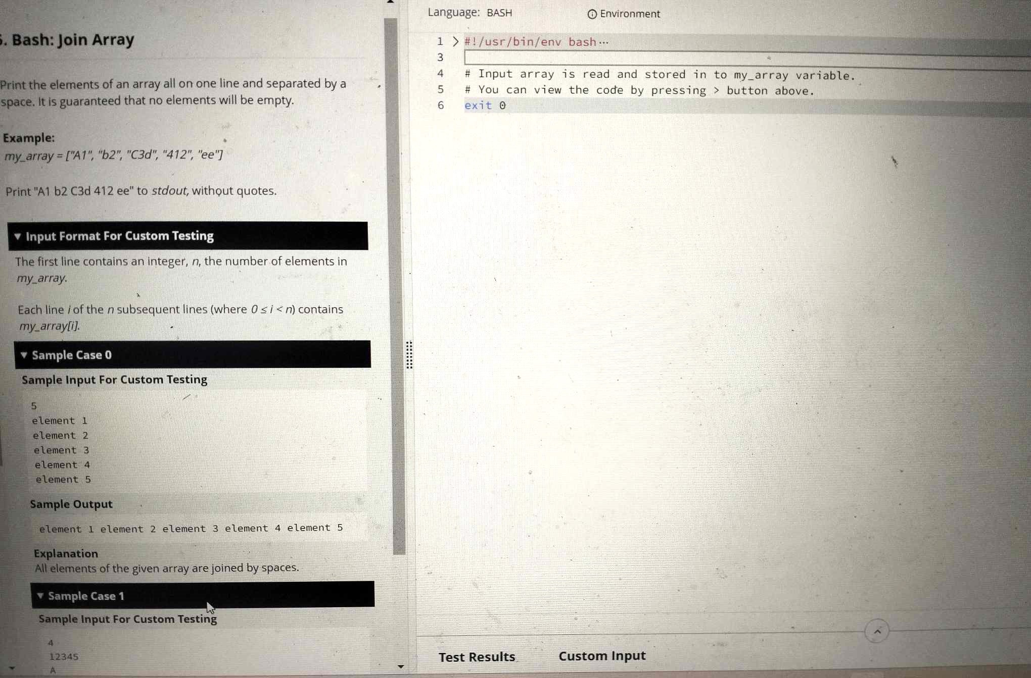 Bash: Join Array. Solve Programming Problem