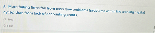 More failing firms fail from cash flow problems (