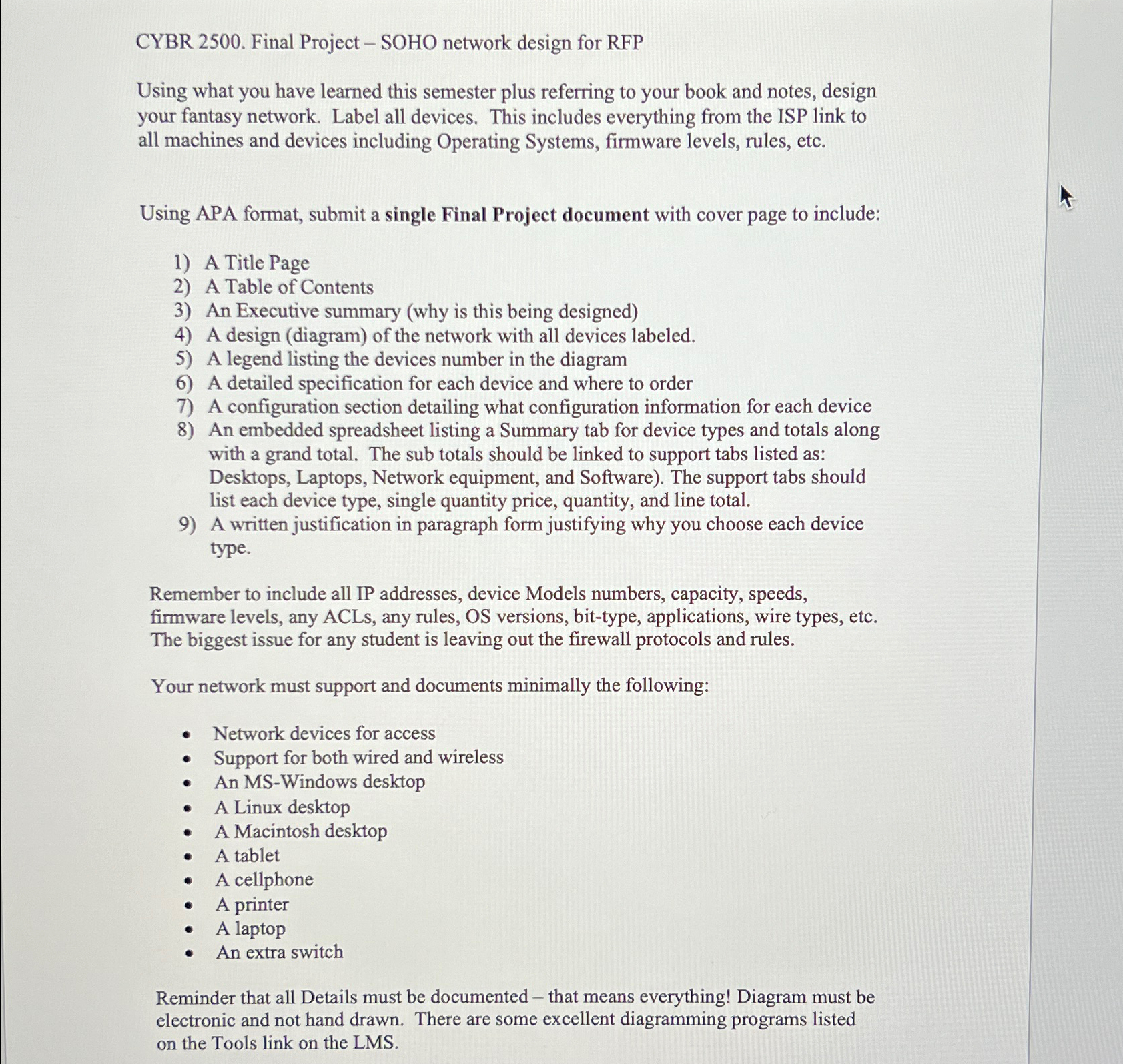 CYBR 2 5 0 0 . Final Project - SOHO network