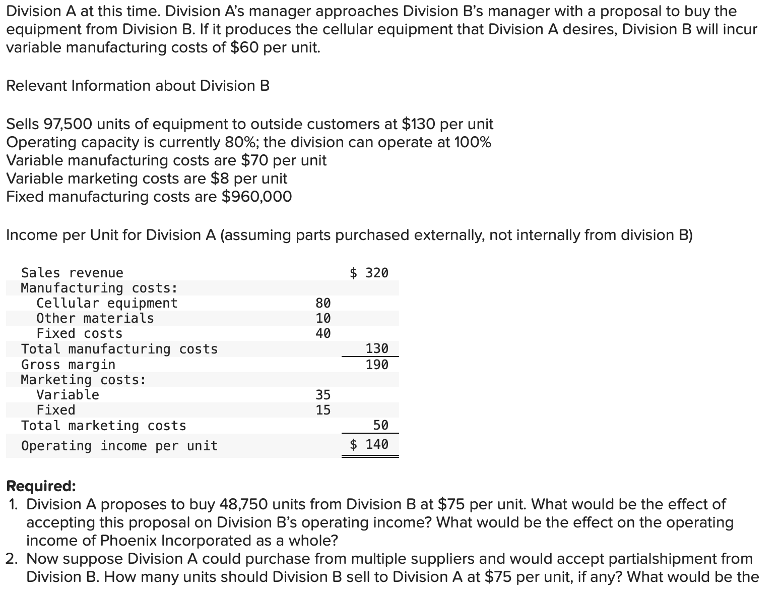 Division A at this time. Division A ' s manager