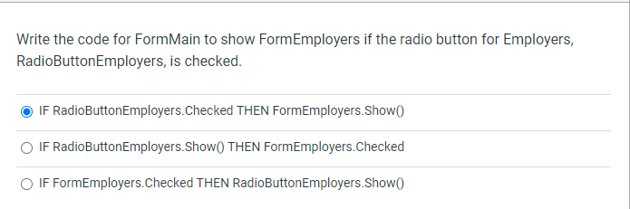 Write the code for FormMain to show FormEmployers
