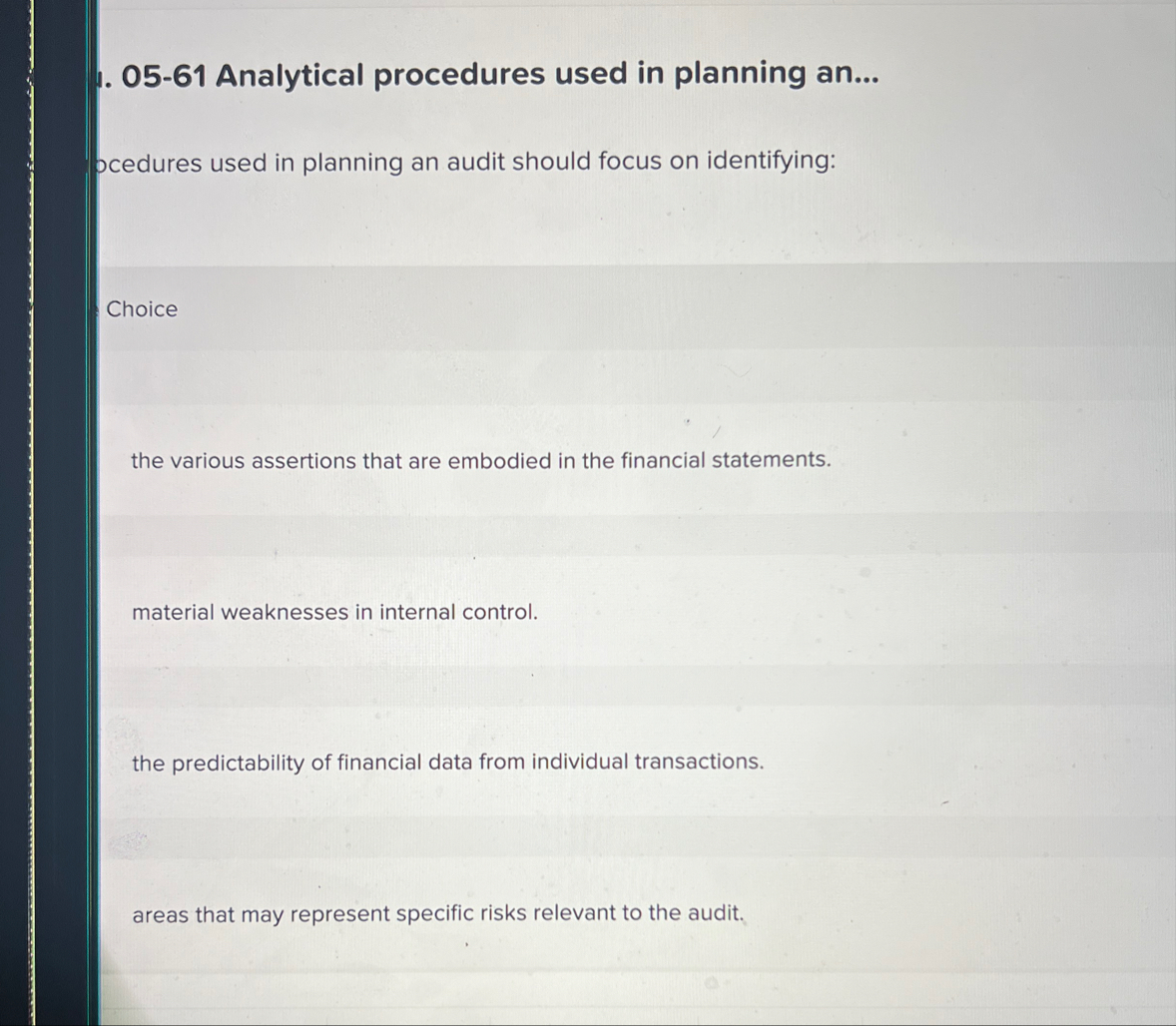 0 5 - 6 1 Analytical procedures used in planning