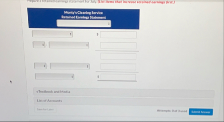 Prepare aretaned earnings statement for uy ( Lst