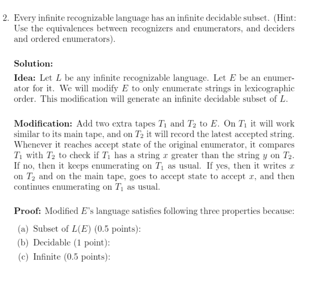 Every infinite recognizable language has an