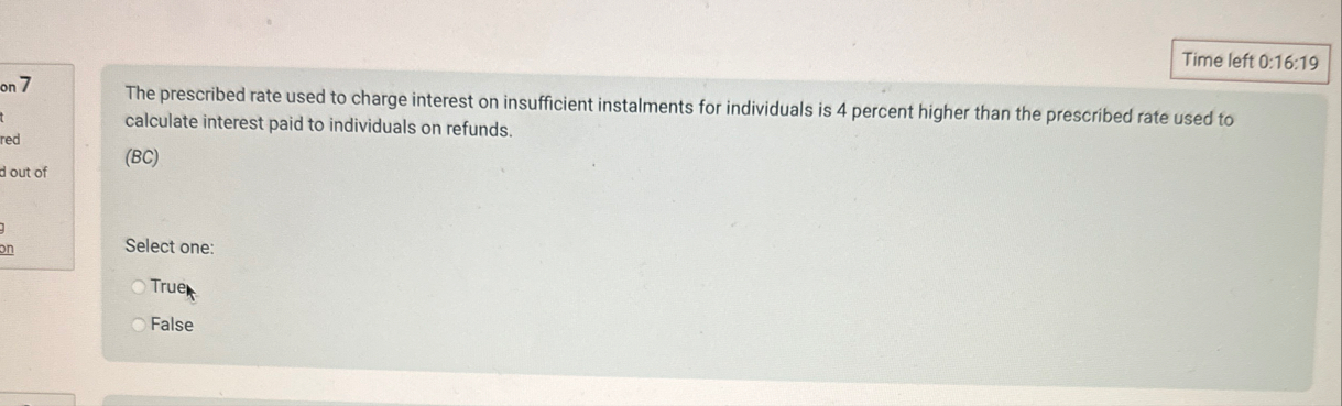 Time left 0 : 1 6 : 1 9 on 7 The prescribed rate