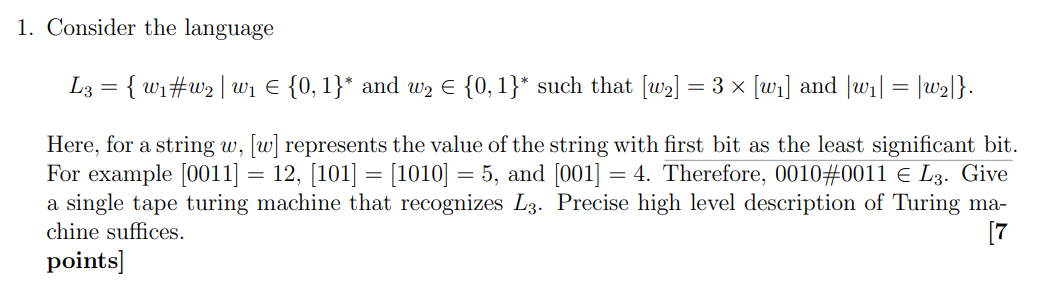 Consider the language L 3 = { w 1 # w 2 | w 1 i n