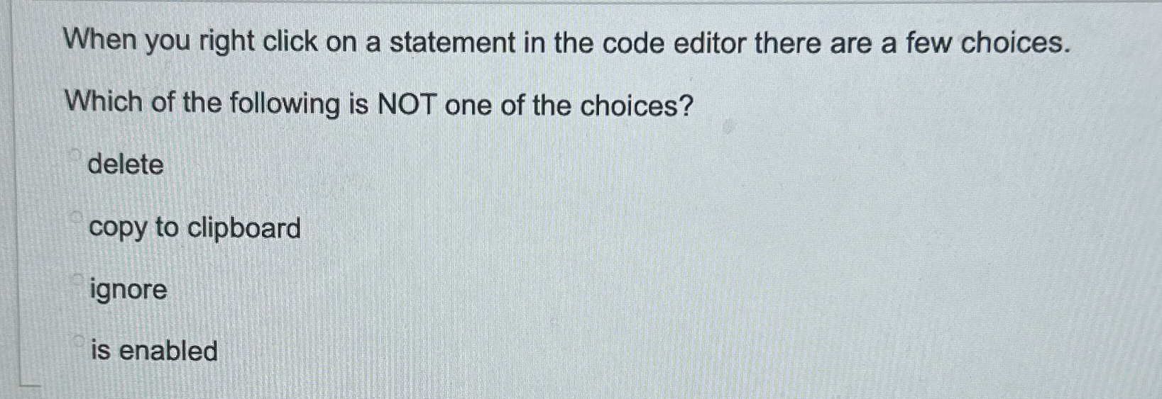 When you right click on a statement in the code