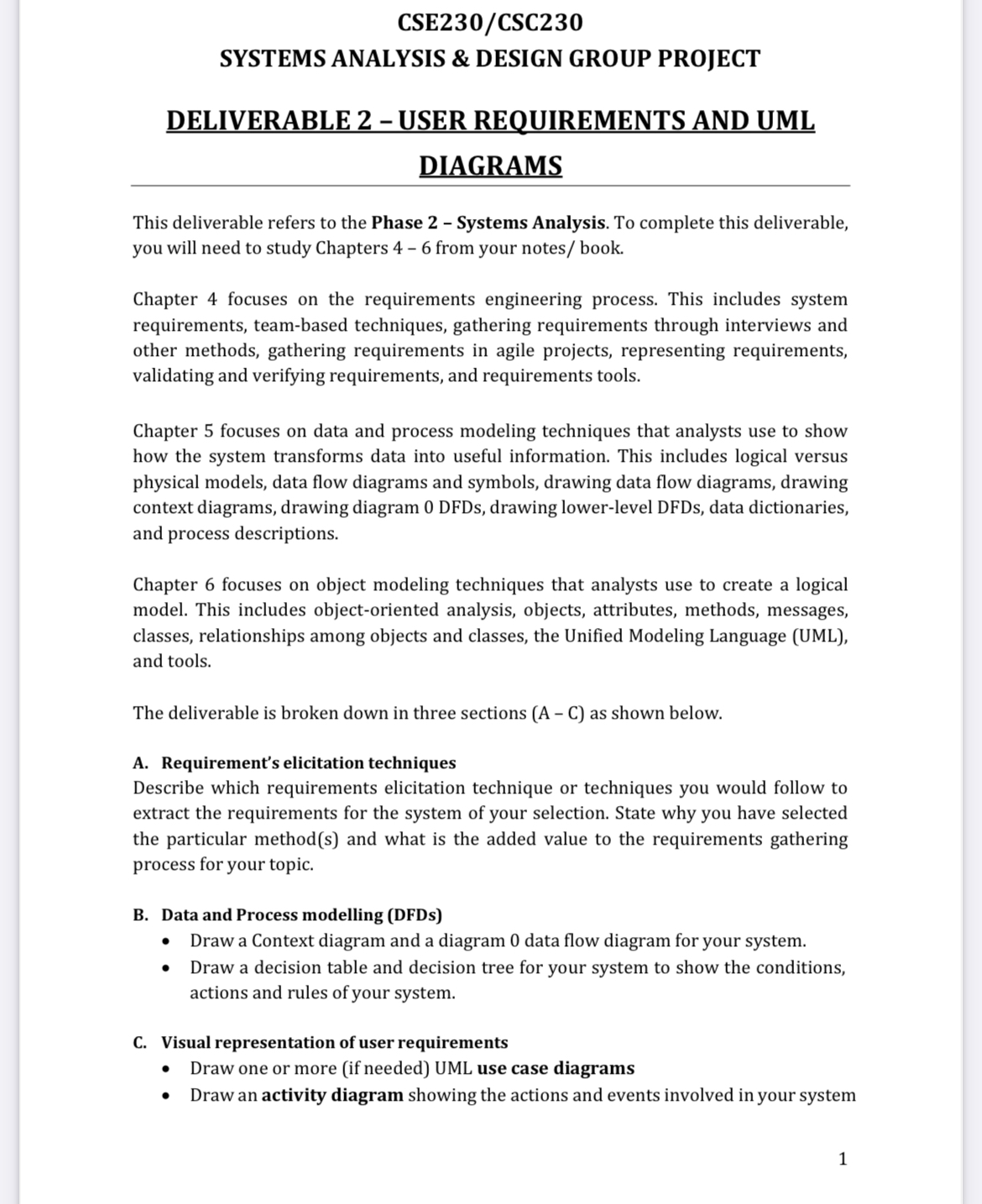 CSE 2 3 0 / CSC 2 3 0 SYSTEMS ANALYSIS & DESIGN