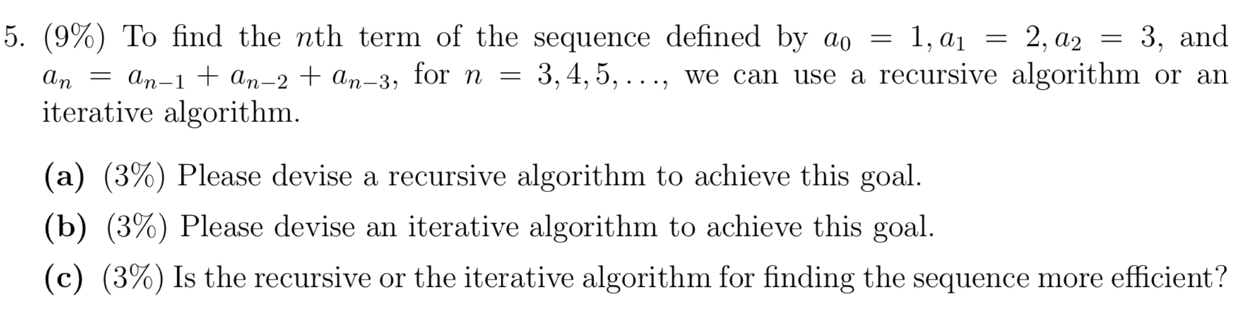 ( 9 % ) To find the n th term of the sequence