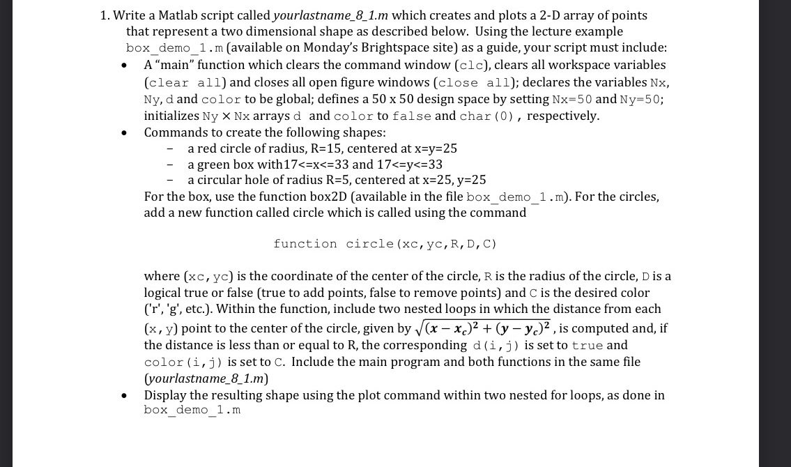 Write a Matlab script called yourlastname _ 8 _ 1