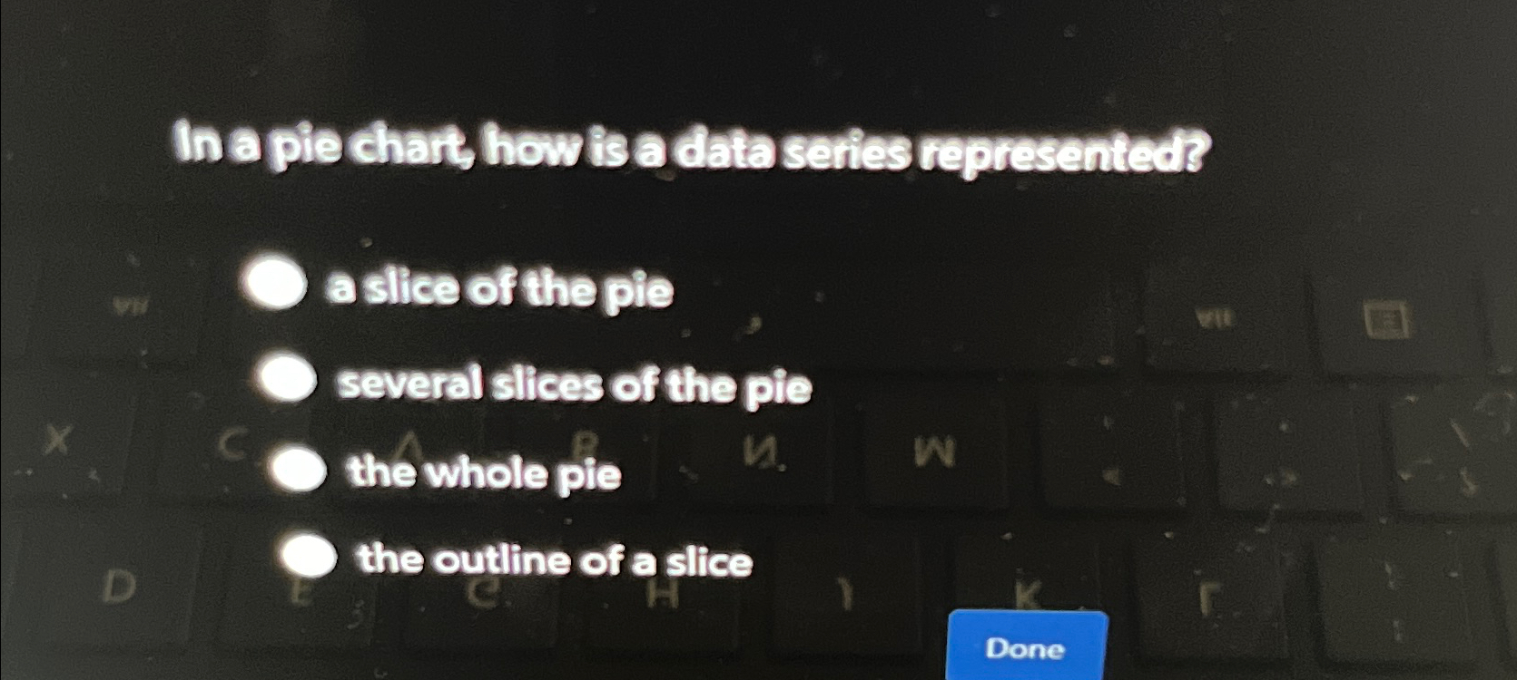 In a pie chatt, how is a data series represented?
