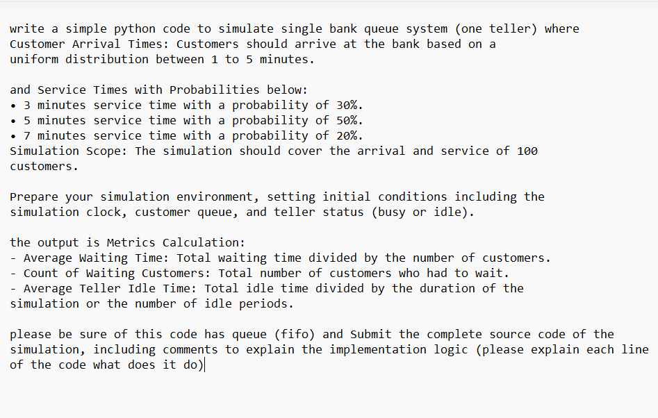 write a simple python code to simulate single
