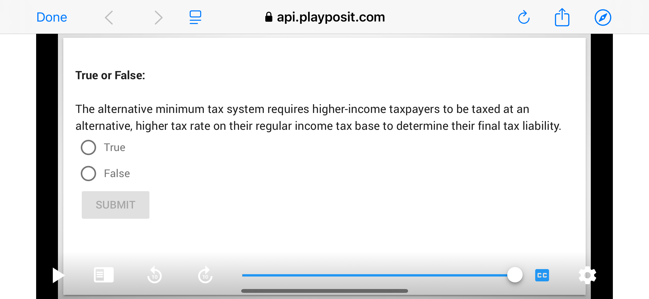 True or False: The alternative minimum tax system