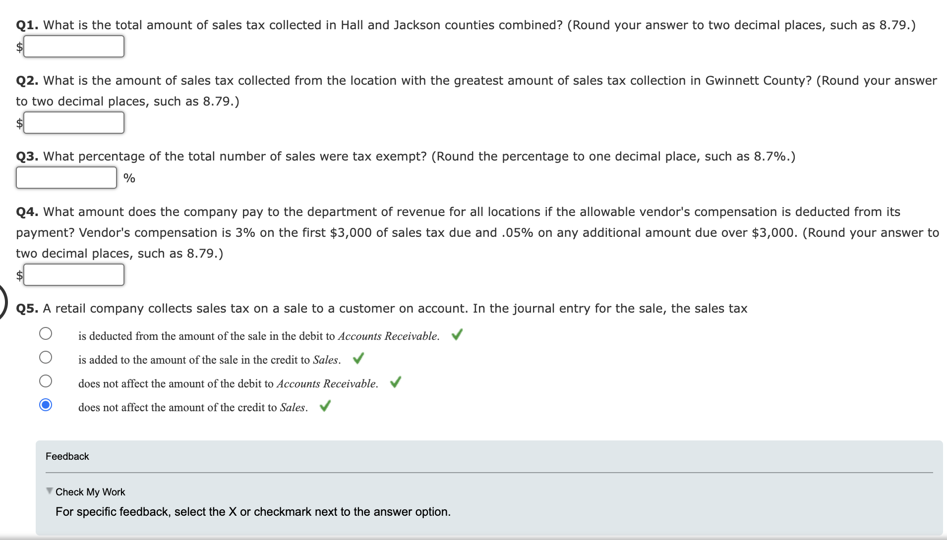 Q 1 . What is the total amount of sales tax