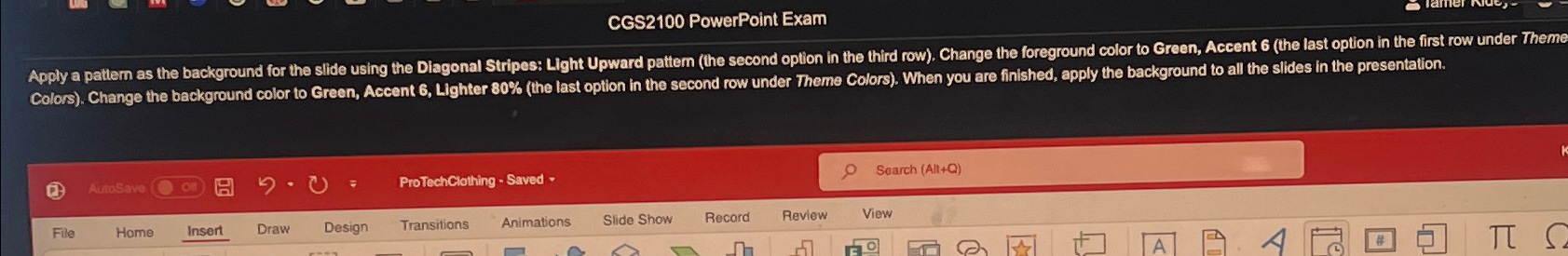 Apply a pattern as the background for the slide