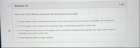 Question 3 6 1 pts Which one of the following