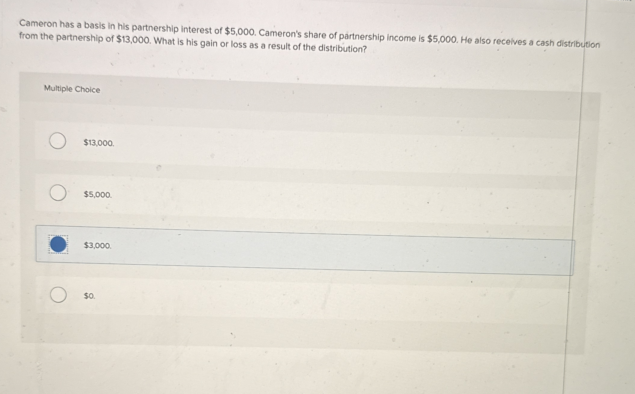 Cameron has a basis in his partnership interest