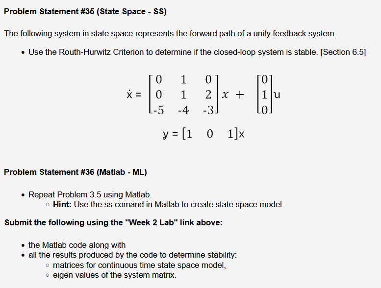Problem Statement # 3 5 ( State Space - SS ) The