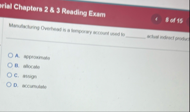 rial Chaptors 2 & 3 Roading Exam Manulacturing