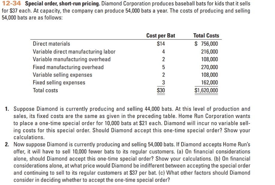 1 2 - 3 4 Special order, short - run pricing.