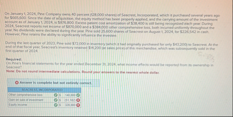 On January 1 . 2 0 2 4 , Pre Company owns 4 0