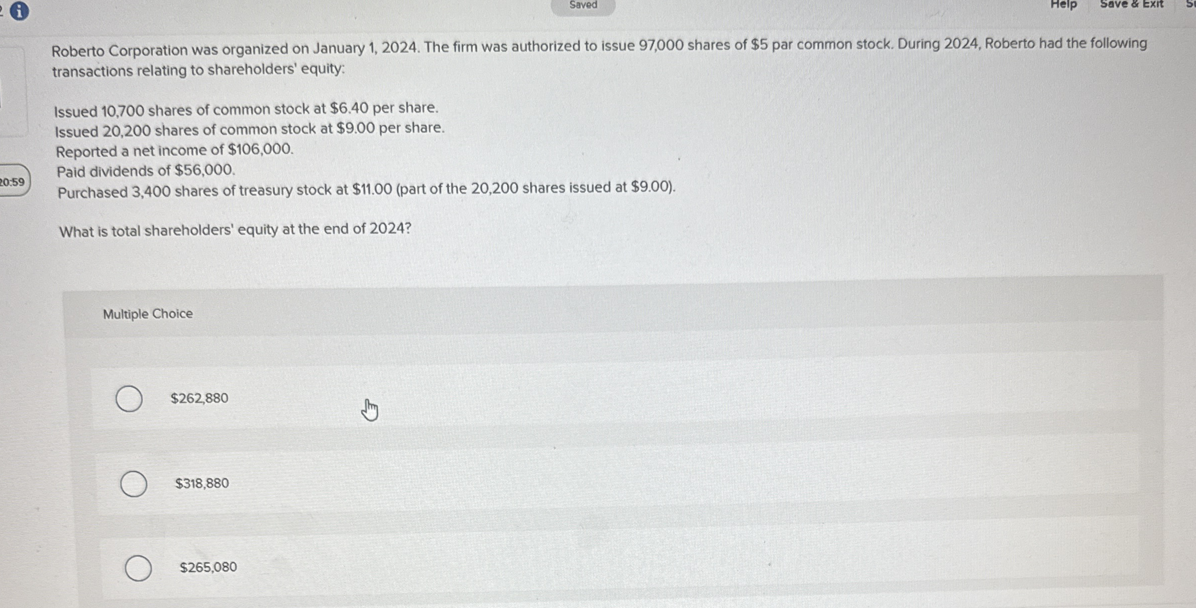 ( i ) Saved Help Save & Exit Roberto Corporation